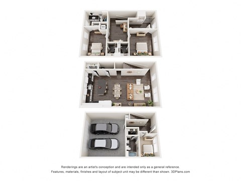 Floor plan for 3 beds, 3.5 baths, 1801 sqft